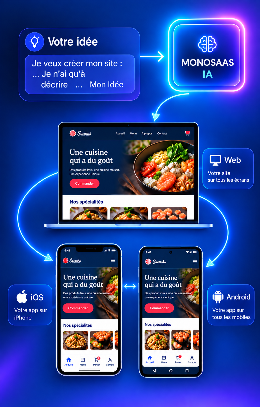 Aperçu du site et de l’expérience mobile proposés pour votre activité.